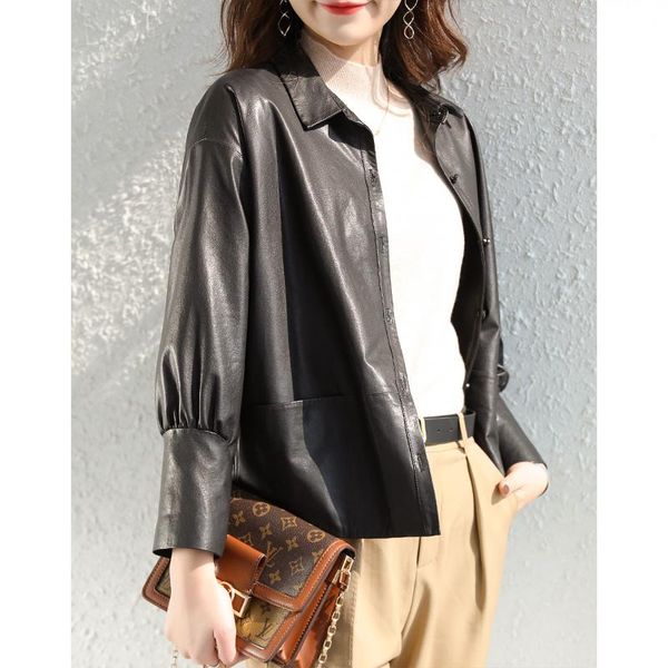women's leather & faux shzq sheep coat loose small square collar bat sleeve black 2021 spring and autumn short
women's leather & faux shzq sheep coat loose small square collar bat sleeve black 2021 spring and autumn short