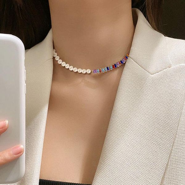 chokers srcoi trendy imitation pearl chain collar asymmetrical mixedcolor rhinestone necklace for women ot clasp charms pendant, Golden;silver
chokers srcoi trendy imitation pearl chain collar asymmetrical mixedcolor rhinestone necklace for women ot clasp charms pendant, Golden;silver