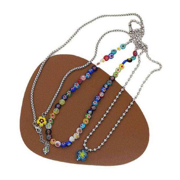 2021 millennium glass flower metal folding necklace neckchain colorful choker clavicle chain tide, Silver
2021 millennium glass flower metal folding necklace neckchain colorful choker clavicle chain tide, Silver