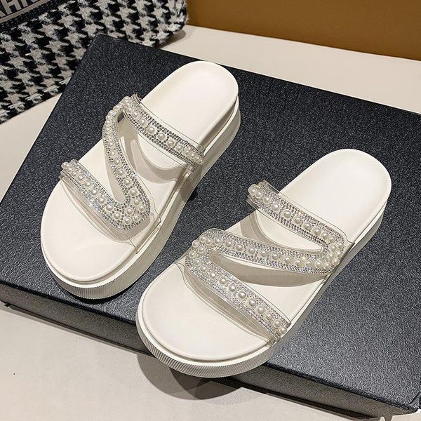 slippers women thick sole 2021 summer rhinestone open toe strappy mid heel platform female fashion casual slides, Black
slippers women thick sole 2021 summer rhinestone open toe strappy mid heel platform female fashion casual slides, Black