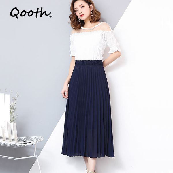 qooth chic elegant spring summer chiffon midi pleated skirts elastic high waist calf length long bottoms with half lining qt194 210518, Black
qooth chic elegant spring summer chiffon midi pleated skirts elastic high waist calf length long bottoms with half lining qt194 210518, Black