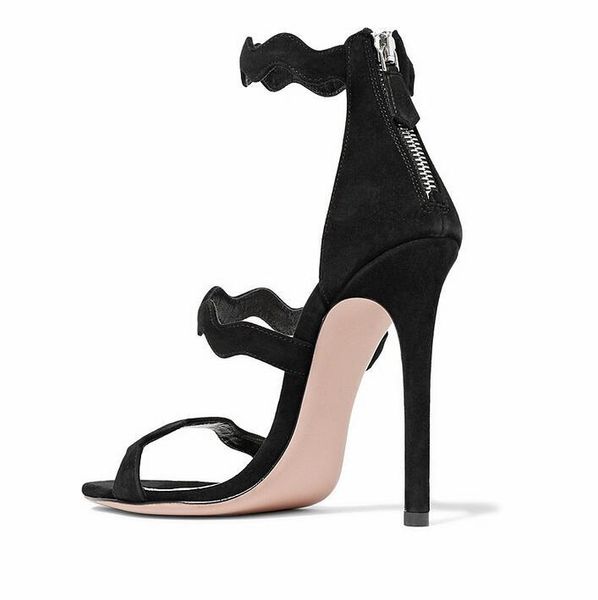 rome style womens high-heel sandals black suede wave gladiator open-toe back zipper cage shoes women customized
rome style womens high-heel sandals black suede wave gladiator open-toe back zipper cage shoes women customized