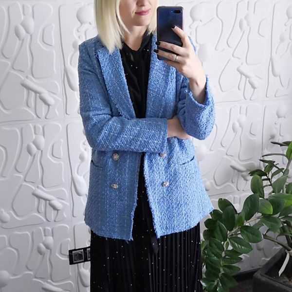women's suits & blazers jacket women blue tweed 2021 fashion ladies vintage loose blazer jackets casual female streetwear, White;black
women's suits & blazers jacket women blue tweed 2021 fashion ladies vintage loose blazer jackets casual female streetwear, White;black