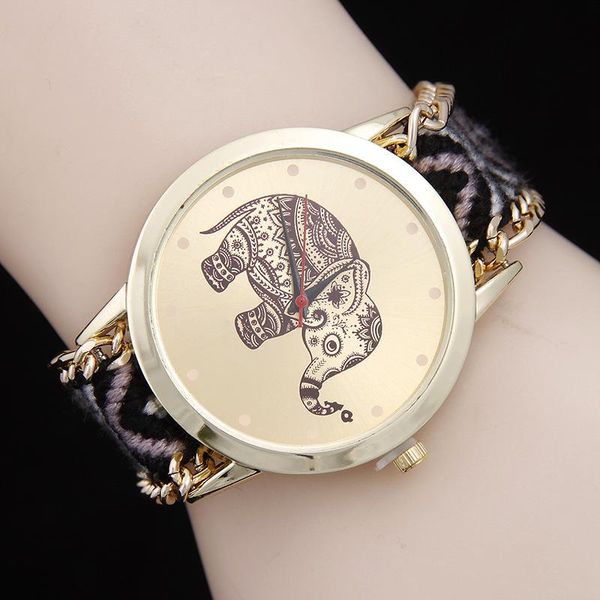 fashion women watches elephant dial woven ribbon quartz wristwatch ethnic style bohemia exotic relogio feminino gift for wristwatches, Slivery;brown
fashion women watches elephant dial woven ribbon quartz wristwatch ethnic style bohemia exotic relogio feminino gift for wristwatches, Slivery;brown