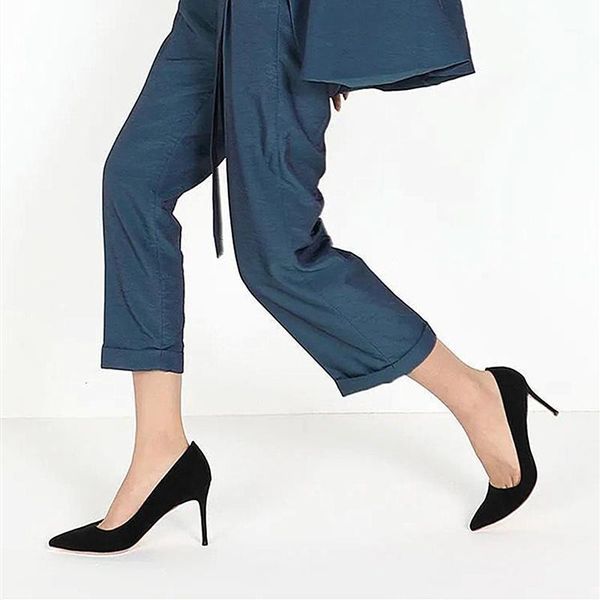 high shoes woman office lady suede pumps blackl summer spring thin hee pointed flock single women's high-heeled dress1, Black
high shoes woman office lady suede pumps blackl summer spring thin hee pointed flock single women's high-heeled dress1, Black