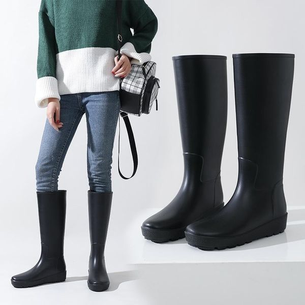 boots style women's rain shoes fashion water high tube waterproof summer long, Black
boots style women's rain shoes fashion water high tube waterproof summer long, Black