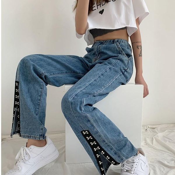 women's jeans herstory large size split-breasted loose high-waisted straight-leg slim all-match wide-leg long pants 2021, Blue
women's jeans herstory large size split-breasted loose high-waisted straight-leg slim all-match wide-leg long pants 2021, Blue