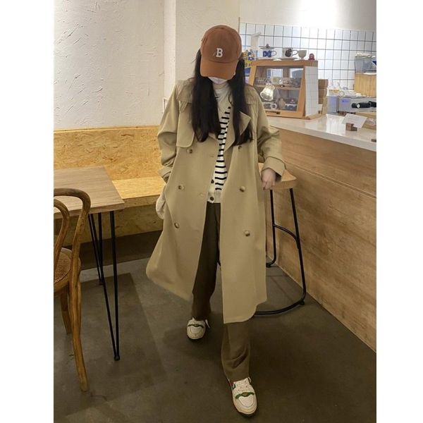 women's trench coats khaki coat clothing spring and autumn 2021 small loose mid-length temperamental overcoat, Tan;black
women's trench coats khaki coat clothing spring and autumn 2021 small loose mid-length temperamental overcoat, Tan;black