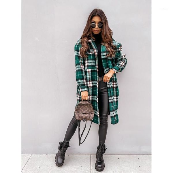 women's wool & blends europe the united states autumn winter long sleeve button lapel casual warm plaid woolen coat, Black
women's wool & blends europe the united states autumn winter long sleeve button lapel casual warm plaid woolen coat, Black