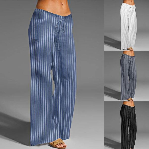 women's pants & capris 2021 celmia vintage linen striped long palazzo women casual loose wide leg elastic waist trouser plus size panta, Black;white
women's pants & capris 2021 celmia vintage linen striped long palazzo women casual loose wide leg elastic waist trouser plus size panta, Black;white