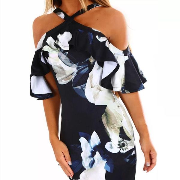 casual dresses bohemian women's fashion floral printing cross off shoulder short sleeve ruffles bodycon dress evening party vestidos, Black;gray
casual dresses bohemian women's fashion floral printing cross off shoulder short sleeve ruffles bodycon dress evening party vestidos, Black;gray