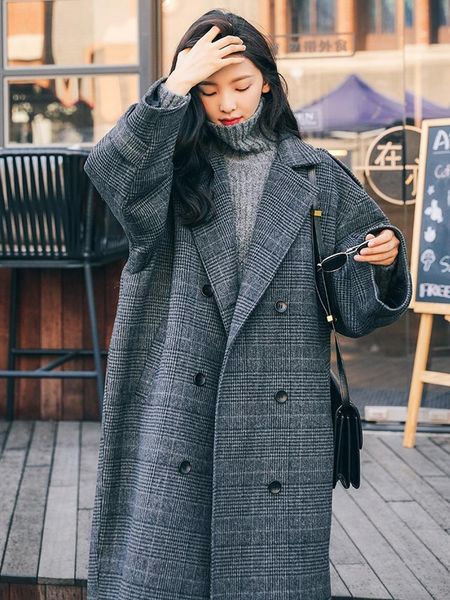 women's wool & blends long coat 2021 autumn and winter korean style thick warm plaid fabric plus size female woolen, Black
women's wool & blends long coat 2021 autumn and winter korean style thick warm plaid fabric plus size female woolen, Black