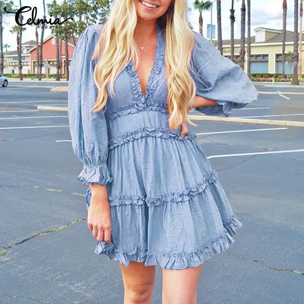 casual dresses celmia 2021 autumn short dress women's puff sleeve bohemian beach sundress zipper v-neck solid party ruffled vestido, Black;gray
casual dresses celmia 2021 autumn short dress women's puff sleeve bohemian beach sundress zipper v-neck solid party ruffled vestido, Black;gray