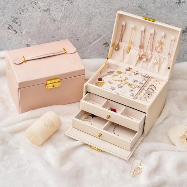 storage drawers jewelry organizer three-layer portable pu leather with lock women ecklaces earrings rings display holder exquisite gift
storage drawers jewelry organizer three-layer portable pu leather with lock women ecklaces earrings rings display holder exquisite gift