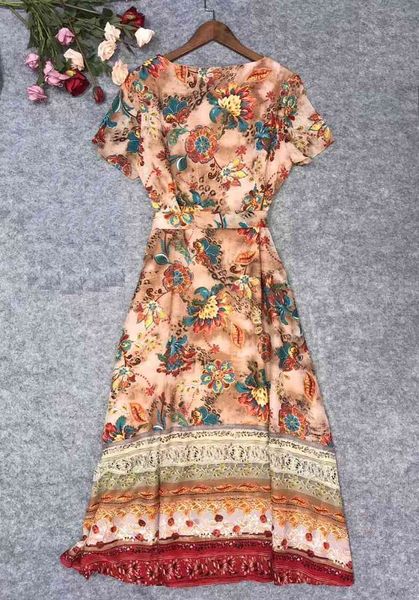 dress vintage summer fashion style women o-neck elegant flower print short sleeve mid-calf length silk dress apricot blue, Black;gray
dress vintage summer fashion style women o-neck elegant flower print short sleeve mid-calf length silk dress apricot blue, Black;gray