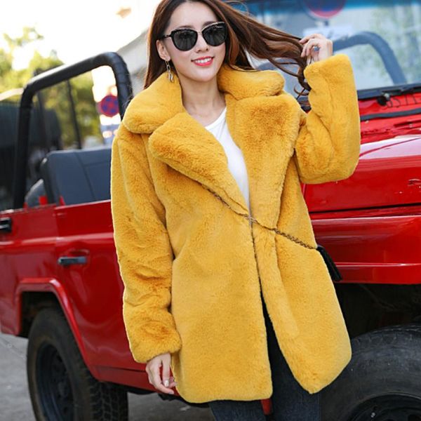 women's fur & faux winter women coat luxury loose lapel overcoat thick warm plus size female plush coats, Black
women's fur & faux winter women coat luxury loose lapel overcoat thick warm plus size female plush coats, Black