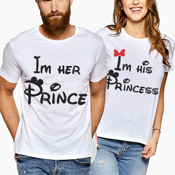 women's t-shirt cute women men t shirt summer funny couple clothing im her prince letter print korean lover tee love, White
women's t-shirt cute women men t shirt summer funny couple clothing im her prince letter print korean lover tee love, White