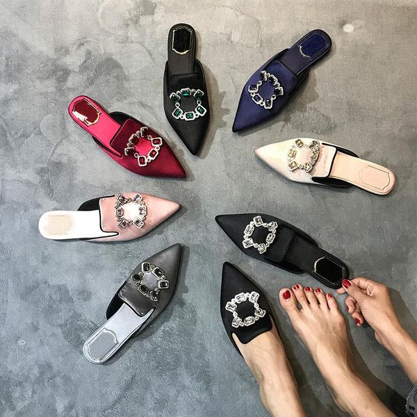 slippers shoes woman 2021 women mules rhinestones design summer ladies flats elegant pointed toe chaussures femme, Black
slippers shoes woman 2021 women mules rhinestones design summer ladies flats elegant pointed toe chaussures femme, Black