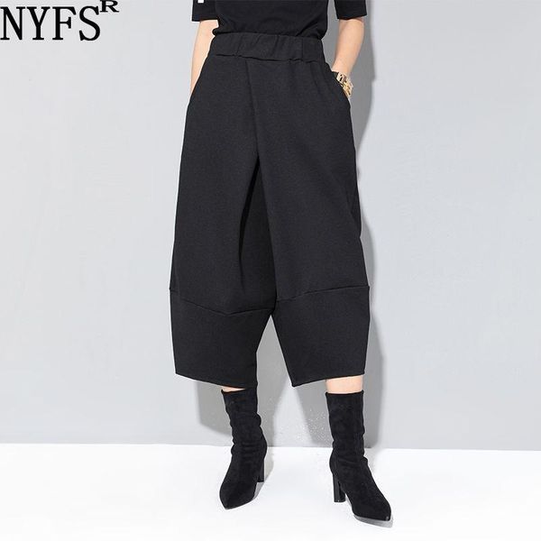 women's pants & capris nyfs europe and america women vintage loose elastic waist black wide leg cropped, Black;white
women's pants & capris nyfs europe and america women vintage loose elastic waist black wide leg cropped, Black;white