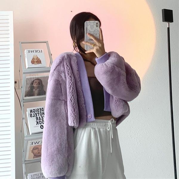 women's fur & faux women natural rex jacket winter 2021 ins whole skin coat short v-neck cardigan for thin, Black
women's fur & faux women natural rex jacket winter 2021 ins whole skin coat short v-neck cardigan for thin, Black