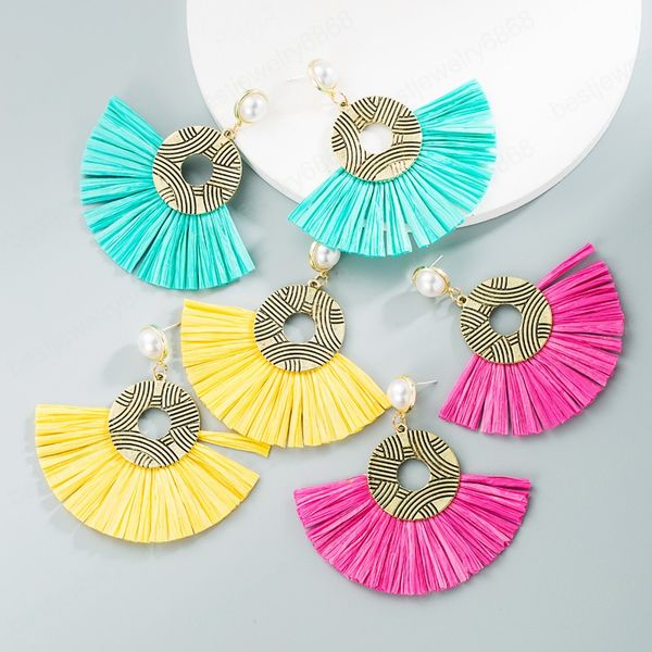 ethnic bohemian lafite dangle earrings vintage hand made geometric semi-circle tassel earring girl party ear jewelry, Silver
ethnic bohemian lafite dangle earrings vintage hand made geometric semi-circle tassel earring girl party ear jewelry, Silver