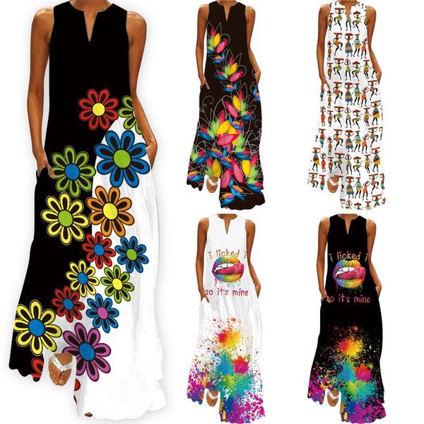 casual dresses long ladies retro print 3d dress v-neck sleeveless pocket summer party bohemian floor-length, Black;gray
casual dresses long ladies retro print 3d dress v-neck sleeveless pocket summer party bohemian floor-length, Black;gray