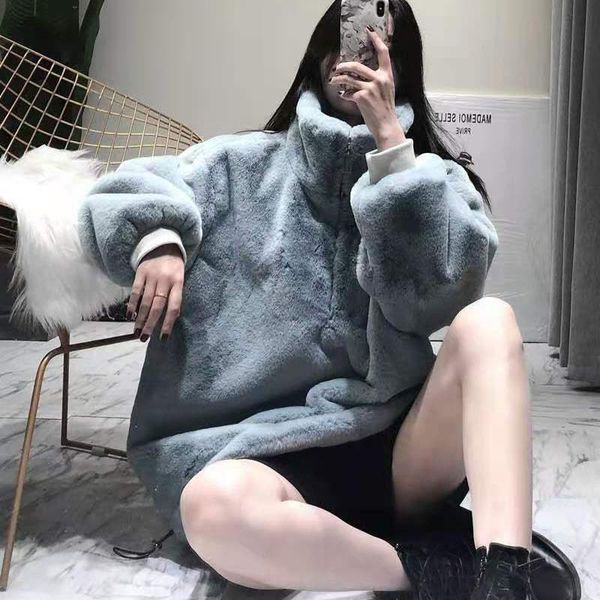 women's fur & faux heydress turtleneck furry sweatshirt women winter casual plush coat vintage thick korean zipper keep warm hoodies, Black
women's fur & faux heydress turtleneck furry sweatshirt women winter casual plush coat vintage thick korean zipper keep warm hoodies, Black