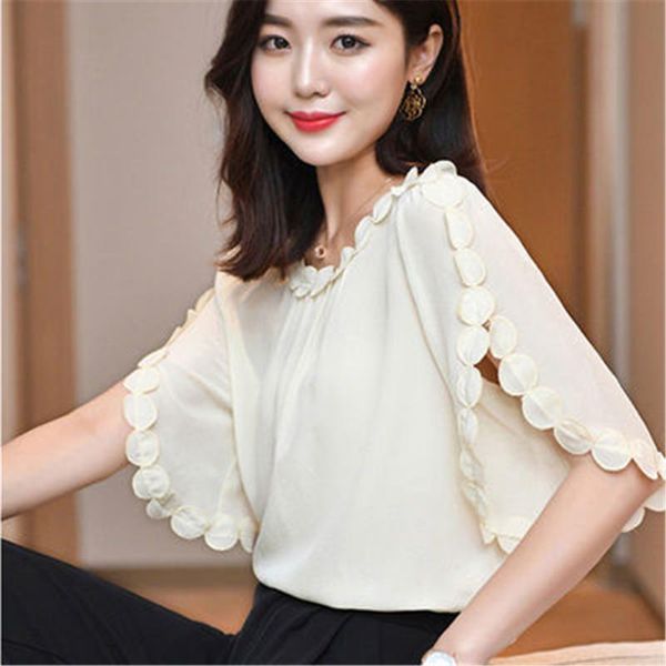 women's blouses & shirts women spring summer style chiffon lady casual o-neck short flare sleeve pink beige blusas, White
women's blouses & shirts women spring summer style chiffon lady casual o-neck short flare sleeve pink beige blusas, White