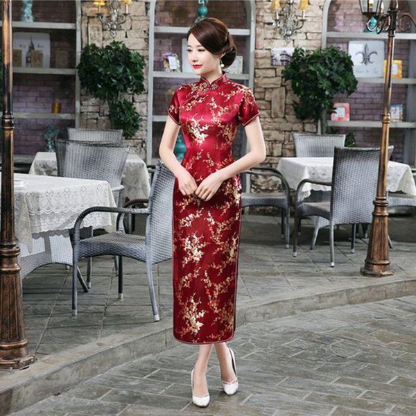 ethnic clothing plus size cheongsam qipaodress catwalk long middle-aged and elderly slim daily cheong-sam chinese traditional dress, Red 
ethnic clothing plus size cheongsam qipaodress catwalk long middle-aged and elderly slim daily cheong-sam chinese traditional dress, Red