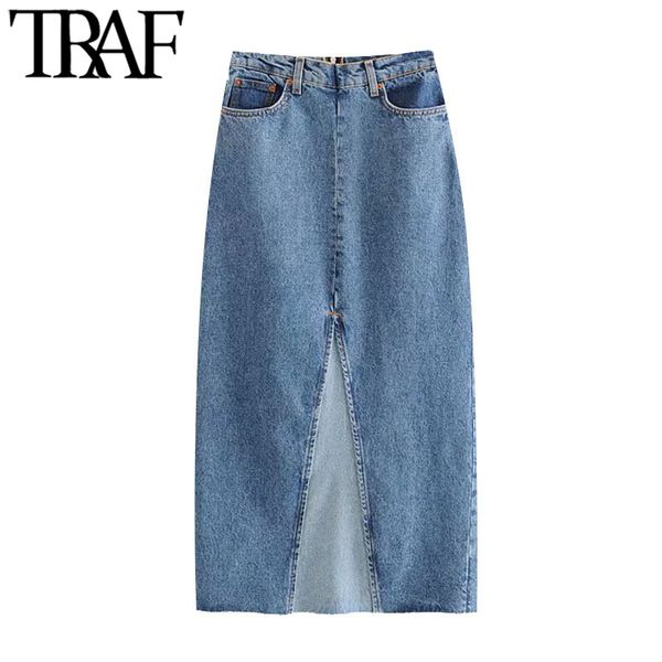 traf women chic fashion patchwork denim midi skirt vintage high waist back zipper vents female skirts faldas mujer 210415, Black
traf women chic fashion patchwork denim midi skirt vintage high waist back zipper vents female skirts faldas mujer 210415, Black