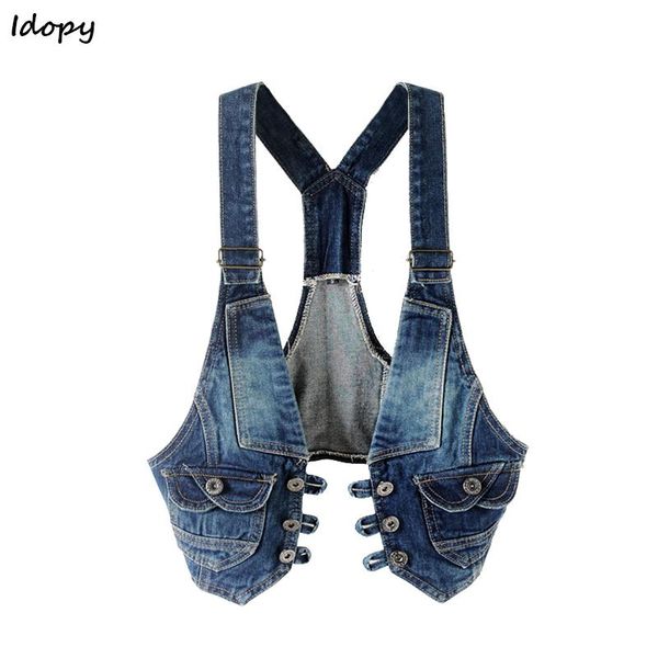 women's jackets idopy women denim sleeveless jacket vintage punk style biker motorcycle casual slim fit jean gilet for female, Black;brown
women's jackets idopy women denim sleeveless jacket vintage punk style biker motorcycle casual slim fit jean gilet for female, Black;brown