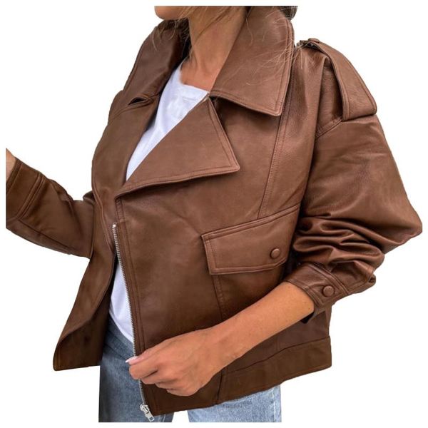 women's jackets autumn winter women comfortable casual solid color lapel long sleeve leather jacket fashion streetwear coat chaqueta mu, Black;brown
women's jackets autumn winter women comfortable casual solid color lapel long sleeve leather jacket fashion streetwear coat chaqueta mu, Black;brown