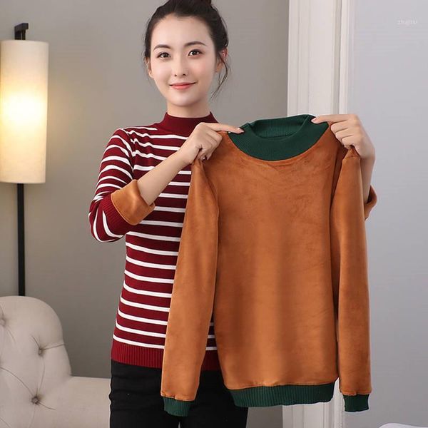 women's sweaters 2021 autumn winter korean women loose stripe knitted sweater bottoming shirt velvet lining thick warm pullover b11, White;black
women's sweaters 2021 autumn winter korean women loose stripe knitted sweater bottoming shirt velvet lining thick warm pullover b11, White;black