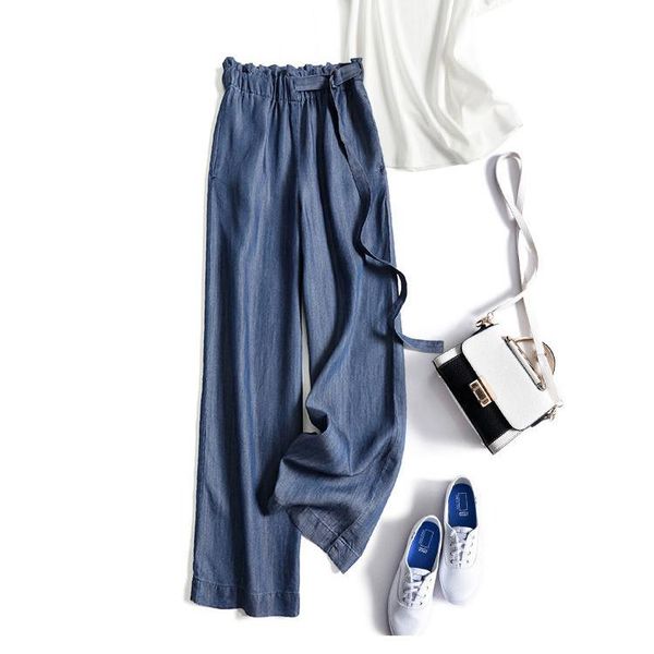 women's jeans thin tencel denim wide leg pants high waist drop and loose ice silk casual full length coated, Blue
women's jeans thin tencel denim wide leg pants high waist drop and loose ice silk casual full length coated, Blue