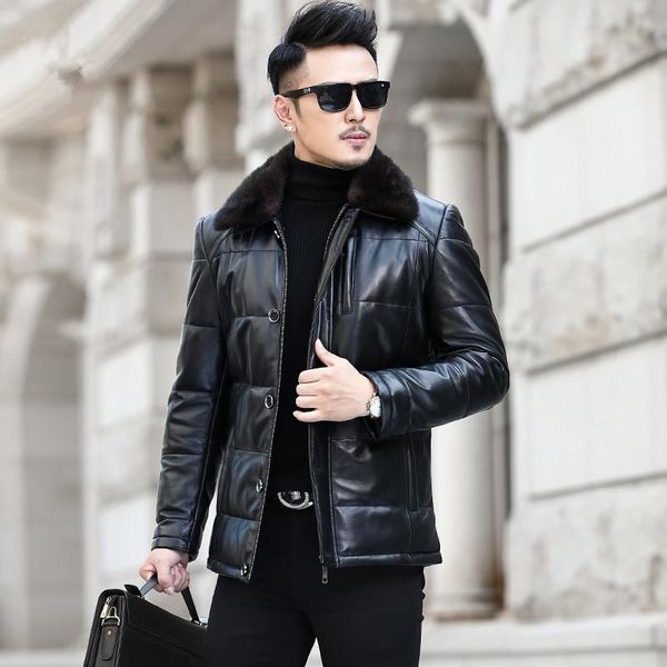 men's leather & faux genuine jacket men collar down jackets 2021 winter sheepskin coat l18-2203 my1452, Black
men's leather & faux genuine jacket men collar down jackets 2021 winter sheepskin coat l18-2203 my1452, Black