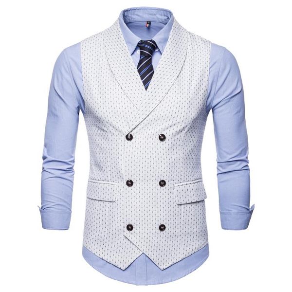 men's vests men suit dotted navy vest shawl collar solid double breasted waistcoat slim fit for male business casual clothing 2021, Black;white
men's vests men suit dotted navy vest shawl collar solid double breasted waistcoat slim fit for male business casual clothing 2021, Black;white