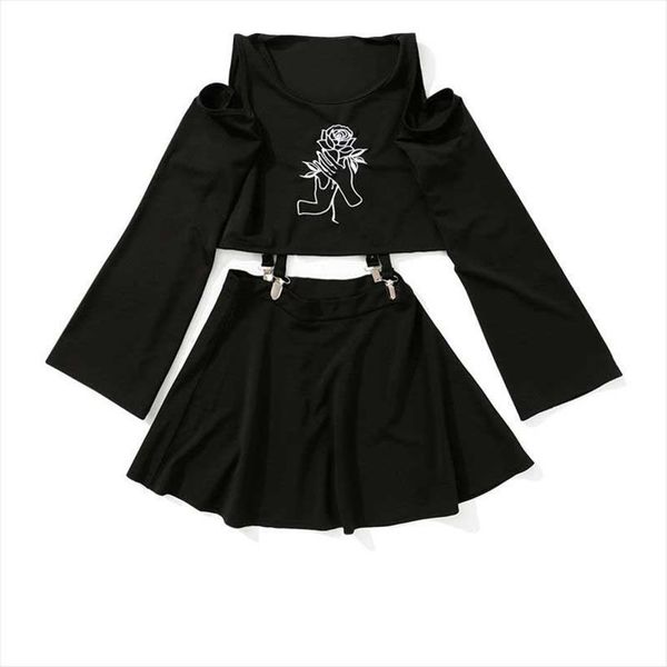 nicemix harajuku dress handheld women tracksuits rose embroidery black short mini a line punk style female sets two pieces, Gray
nicemix harajuku dress handheld women tracksuits rose embroidery black short mini a line punk style female sets two pieces, Gray