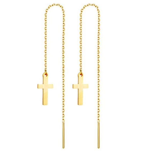 dangle & chandelier korean women's long earring gold color stainless steel cross charm pendent chain tassel earrings for women jewelry, Silver
dangle & chandelier korean women's long earring gold color stainless steel cross charm pendent chain tassel earrings for women jewelry, Silver