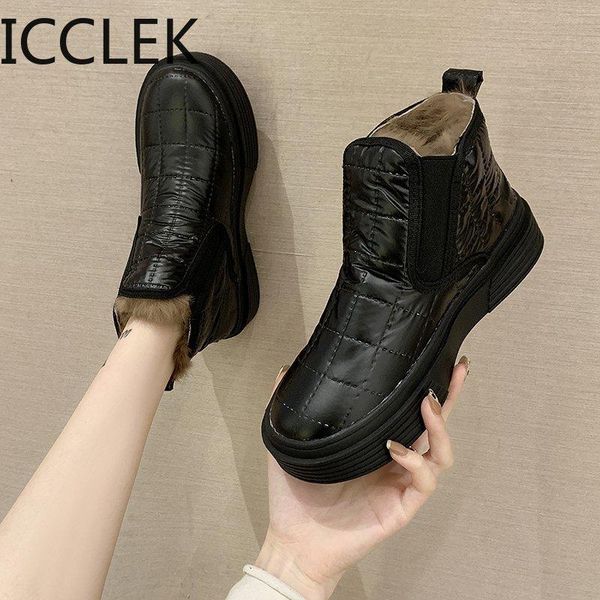 boots soft faux fur pu leather ankle for women low heel platform snow woman winter warm plush cotton padded shoes, Black
boots soft faux fur pu leather ankle for women low heel platform snow woman winter warm plush cotton padded shoes, Black