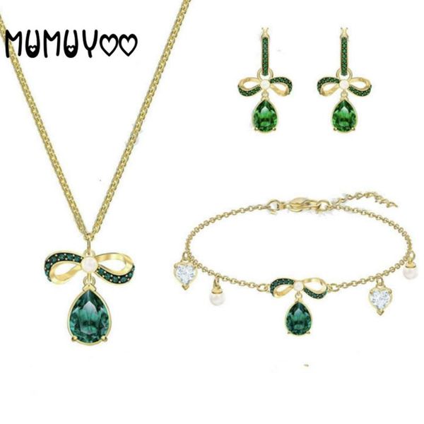 fashion jewelry high-quality swa charm simple green bow water drop necklace romantic gift for women pendant necklaces, Silver
fashion jewelry high-quality swa charm simple green bow water drop necklace romantic gift for women pendant necklaces, Silver