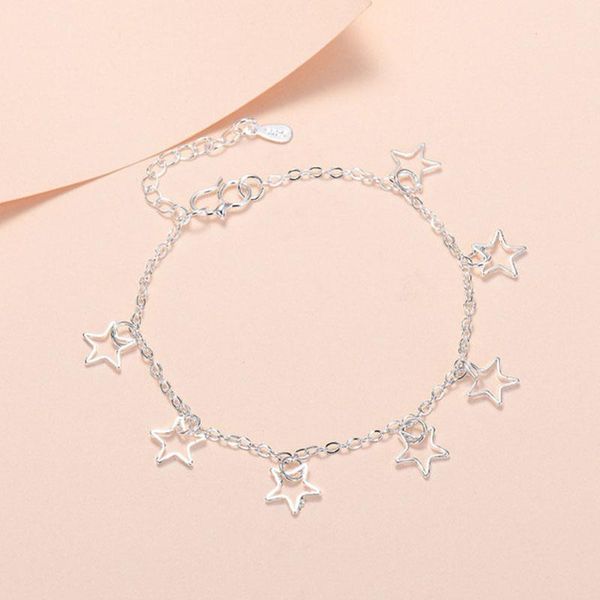link, chain star bracelet korean fashion simple silver plated jewelry net red ornaments, Black
link, chain star bracelet korean fashion simple silver plated jewelry net red ornaments, Black