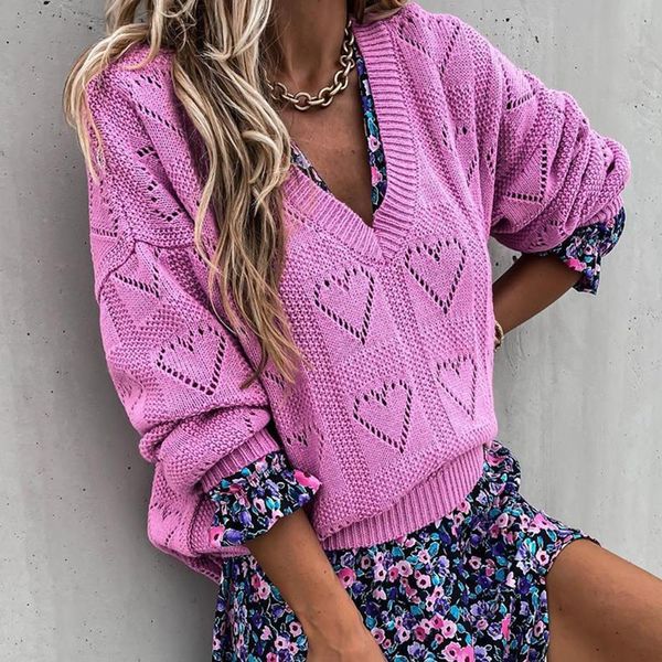 knit casual v neck womens jumpsuit sweater autumn winter long sleeve hollow out knitted heart shaped ladies pullover, Black;white
knit casual v neck womens jumpsuit sweater autumn winter long sleeve hollow out knitted heart shaped ladies pullover, Black;white