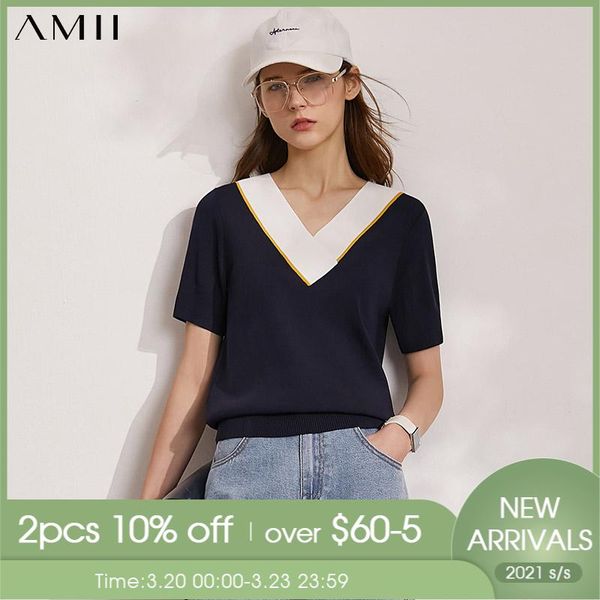 amii minimalism spring summer women's tshirt fashion patchwork vneck short sleeve female knitted pullover women 12140271 t-shirt, White
amii minimalism spring summer women's tshirt fashion patchwork vneck short sleeve female knitted pullover women 12140271 t-shirt, White