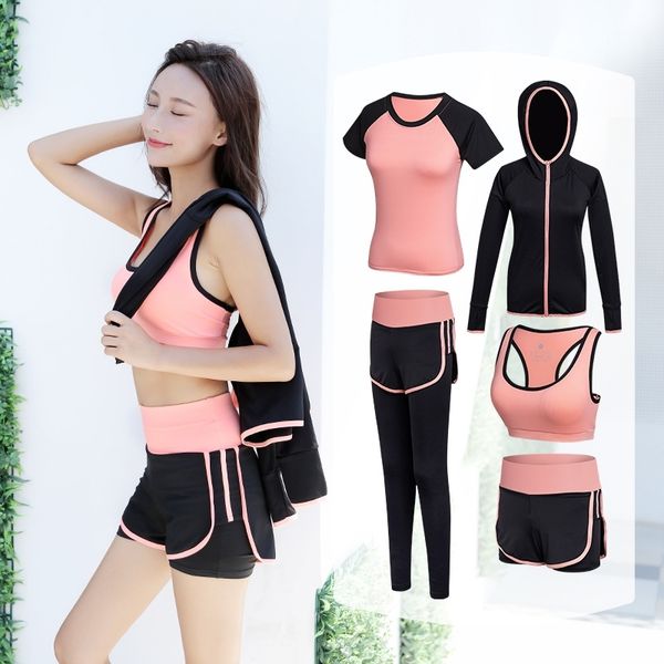 2021 new yoga suit sports fitness women's four seasons outdoor dance and running five piece set shows thin fast dry, Gray
2021 new yoga suit sports fitness women's four seasons outdoor dance and running five piece set shows thin fast dry, Gray