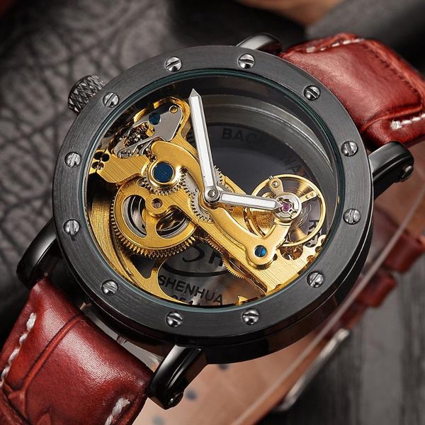 watch for 2021 men's brown hollow engraving style pu leather analog automatic skeleton dress wrist relogio masculino wristwatches, Slivery;brown
watch for 2021 men's brown hollow engraving style pu leather analog automatic skeleton dress wrist relogio masculino wristwatches, Slivery;brown