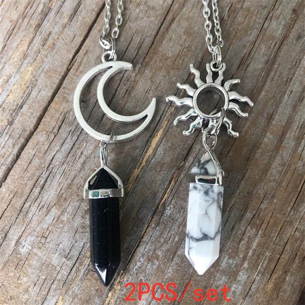 pendant necklaces 2pcs natural stone hexagonal column crystal sun and moon charm friends jewelry women bff gift, Silver
pendant necklaces 2pcs natural stone hexagonal column crystal sun and moon charm friends jewelry women bff gift, Silver