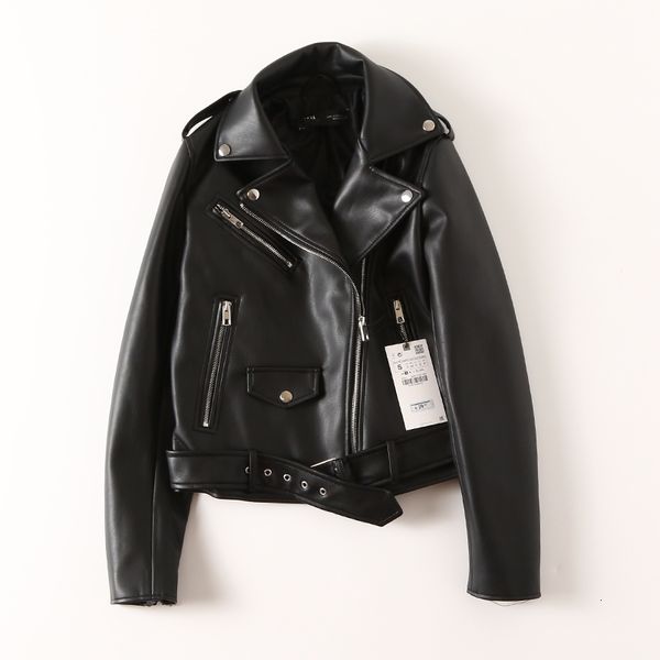 women's leather & faux jacket female spring autumn coat women pu moto lady casual outwear street bys8, Black
women's leather & faux jacket female spring autumn coat women pu moto lady casual outwear street bys8, Black
