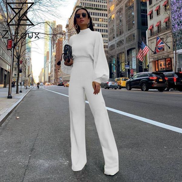 women jumpsuit stand collar lantern sleeve rompers womens simple temperament high waist long white 210524
women jumpsuit stand collar lantern sleeve rompers womens simple temperament high waist long white 210524
