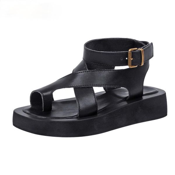 dress shoes sandals women genuine leather 2021 summer clip toe ladies roman muffin and platform, Black
dress shoes sandals women genuine leather 2021 summer clip toe ladies roman muffin and platform, Black