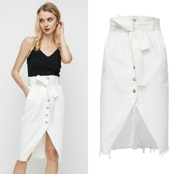 women skirts high waist washed denim jeans skirt woman white belt lace-up slit mid-calf casual streetwear pencil, Black
women skirts high waist washed denim jeans skirt woman white belt lace-up slit mid-calf casual streetwear pencil, Black